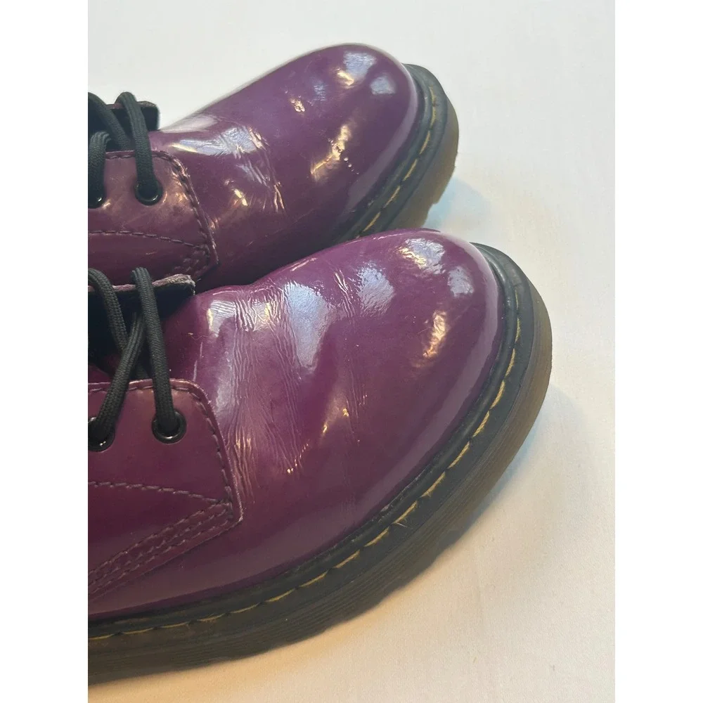 Dr. Martens 1460 Deluxe Boots Kids Size 6 Purple Patent Leather Lace Up Zip